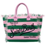 Borsa Saint Barth Vanity Righe Rosa Verde