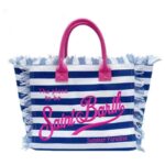 Borsa Saint Barth Vanity Righe Blu Rosa