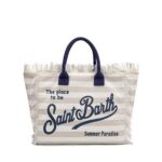 Borsa Saint Barth Vanity Righe Beige Navy