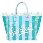 Borsa Saint Barth Vanity Righe Verde Azzurro