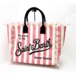 Borsa Saint Barth Vanity Righe Rosa Fucsia